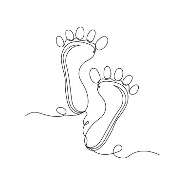 Ayak ikonu. Bir çizgi. Vektör illüstrasyonu sürekli çizgi çizimi