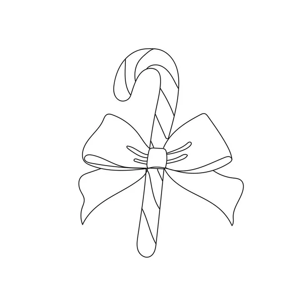 Vector Weihnachtsbonbons Mit Schleife Eine Linienzeichnung Vektor Illustration Kontinuierliche Linienzeichnung — Stockvektor