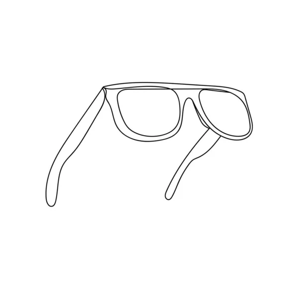 Silhouette Sunglasses One Line Drawing Vector Illustration Continuous Line Drawing — Stock Vector