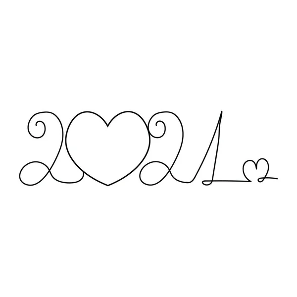 Feliz Ano Novo 2021 Com Coração Desenho Álbum Álbum Recortes —  Vetores de Stock
