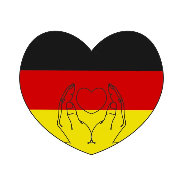 Eine Durchgehende Linie Zeichnet Love Germany Herz Emblem Nationalflagge Vektorillustration — Stockvektor