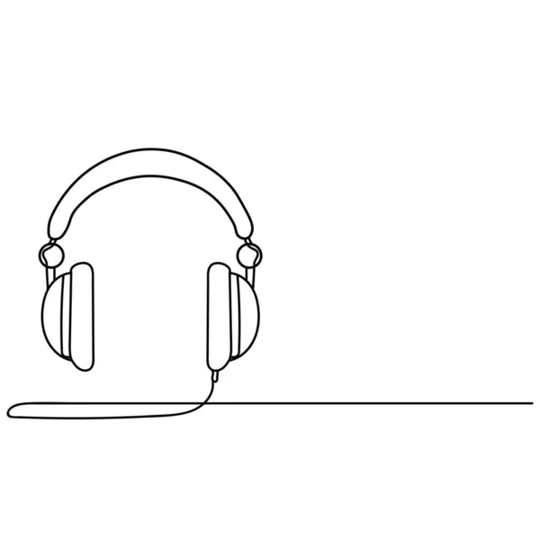 Vektorillustration Abstraktes Musikkonzept Eine Durchgehende Linie Zeichnet Abstrakte Kopfhörer Perfekt — Stockvektor