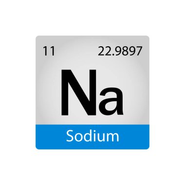 Sodyum element periyodik cetveli. Kimya konsepti. Vektör illüstrasyonu kartlar, posterler, çıkartmalar için mükemmeldir.