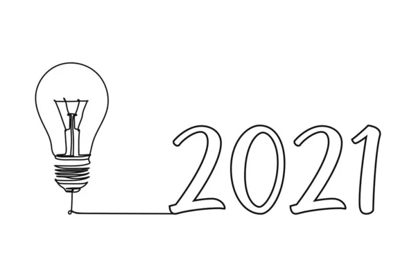 Ciągły Rysunek Jednej Linii 2021 Ilustracja Wektorowa Idealna Kartek Okolicznościowych — Wektor stockowy