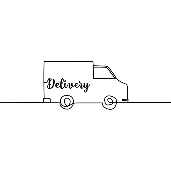 Kontinuierliche Eine Linie Zeichnen Lieferwagen Vektor Illustration Perfekt Für Grußkarten — Stockvektor