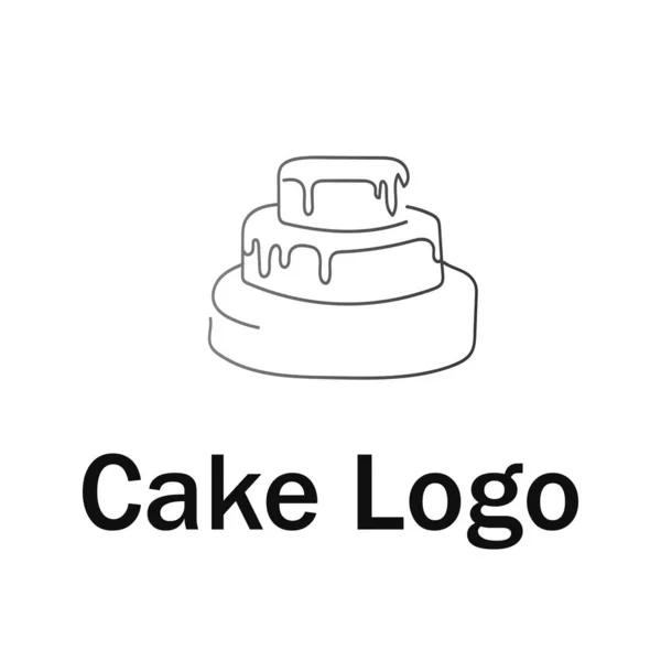 Kontinuierlich Eine Linie Die Einen Kuchen Zeichnet Vektorillustration Silhouette Einer — Stockvektor