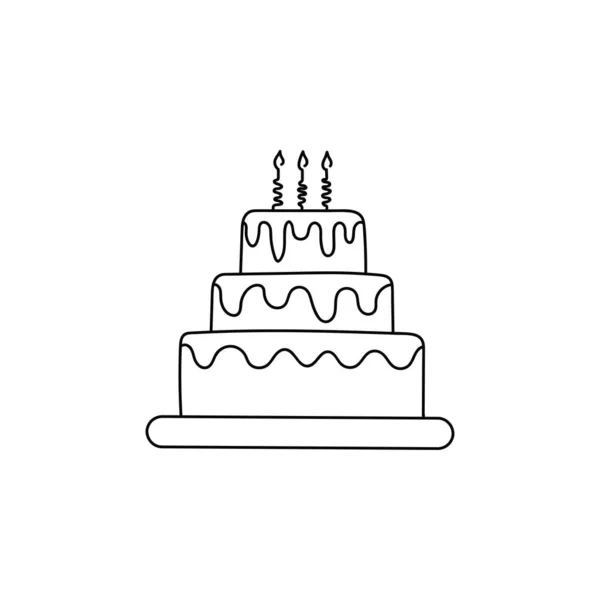 Une Ligne Continue Dessinant Gâteau Anniversaire Illustration Vectorielle Parfaite Pour — Image vectorielle