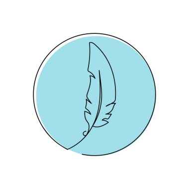 Devamlı bir çizgi, bir tüy düzleştiriyor. Kutlama kartları, parti davetiyeleri, posterler, çıkartmalar, giysiler için mükemmel bir illüstrasyon. Tüy ikonunun silueti