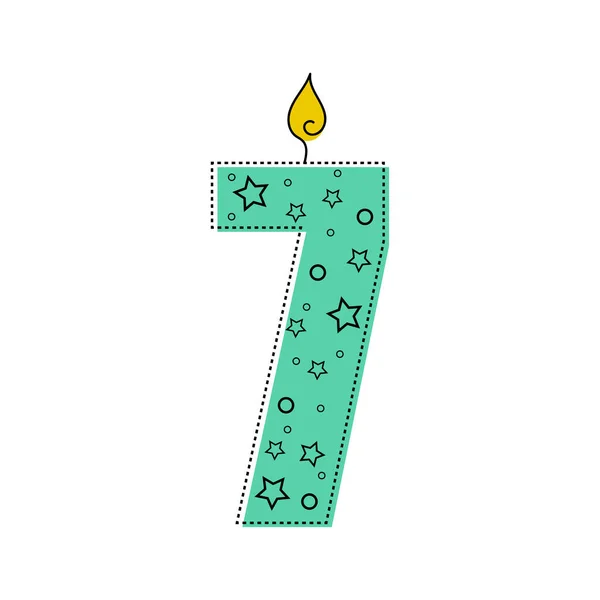 Continuous One Line Drawing Birthday Candle Number Seven Vector Illustration — Stockový vektor