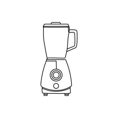 Sürekli bir çizgi halinde yiyecek işlemcisi çiziyor. Kutlama kartları, parti davetiyeleri, posterler, çıkartmalar, giysiler için mükemmel bir illüstrasyon. Bir karıştırıcı simgesinin silueti..