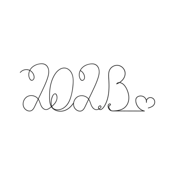 2023 Number New Year Drawing One Line Continuous Line Drawing — Stockový vektor