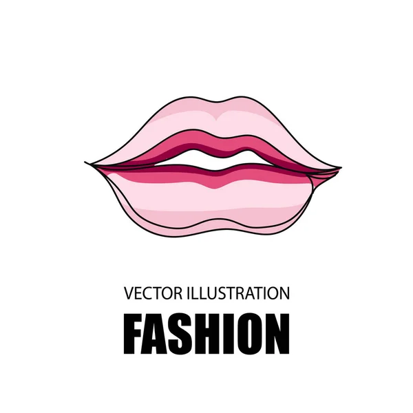 Une Ligne Continue Dessinant Les Lèvres Une Femme Illustration Vectorielle — Image vectorielle