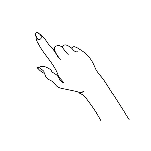 Continuous One Line Drawing Silhouette Hand Pointing Something Vector Illustration — Stock Vector