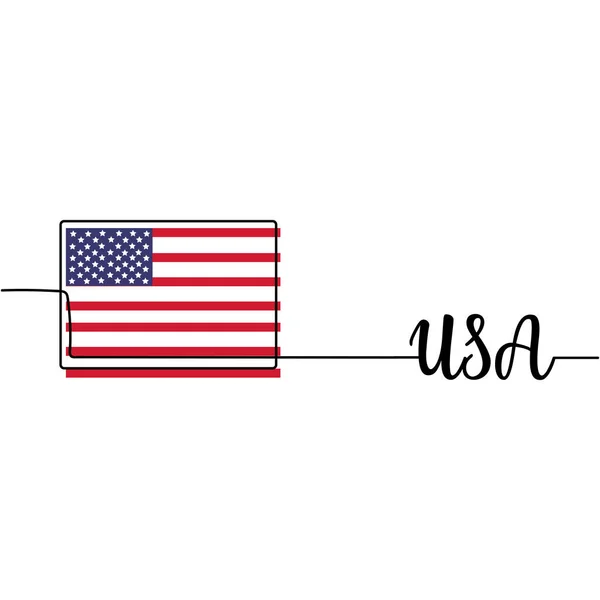 Векторна Ілюстрація Безперервний Малюнок Прапора Сша Англ Usa Flag Flag — стоковий вектор