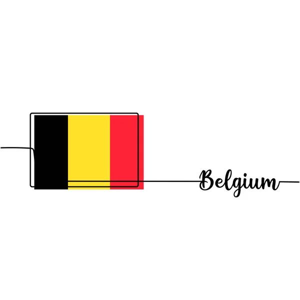 Vector Illustration Continuous One Line Drawing Belgium Flag Flag Belgium — Stock Vector