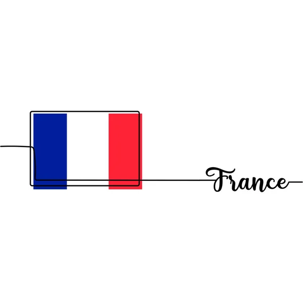 Vector Illustration Continuous One Line Drawing France Flag Flag France — Stock Vector