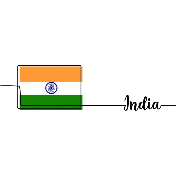 Ilustração Vetorial Desenho Contínuo Uma Linha Bandeira Índia Bandeira Índia — Vetor de Stock