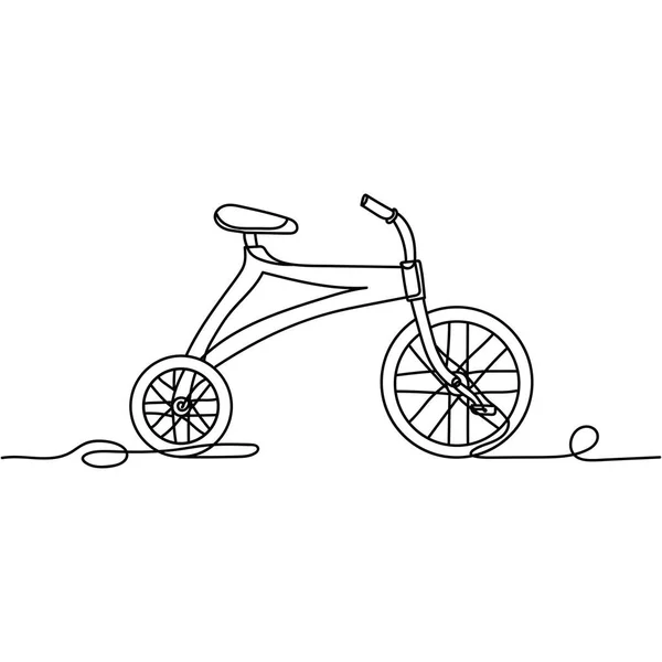 Silueta Dibujo Continuo Una Línea Una Bicicleta Infantil Concepto Transporte — Vector de stock