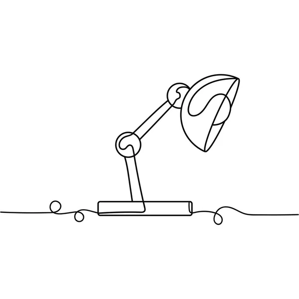 Silhouette Continue Une Ligne Dessin Une Lampe Bureau Illustration Vectorielle — Image vectorielle