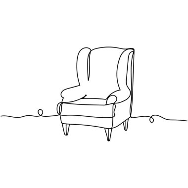 Devamlı bir sandalye çizimi. Mobilya konsepti. Vektör çizimi. Kartlar, parti davetiyeleri, posterler, çıkartmalar, giysiler için mükemmel.