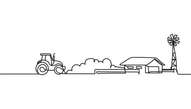 Sürekli olarak bir tarım ve tarım sektörü çiziyor. Vektör illüstrasyonu.