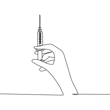 Sürekli olarak doktor hemşirenin kovid aşısıyla çizdiği çizimler. Asgari düzeyde. Kartlar, parti davetiyeleri, posterler, çıkartmalar, giysiler için mükemmel bir çizim.