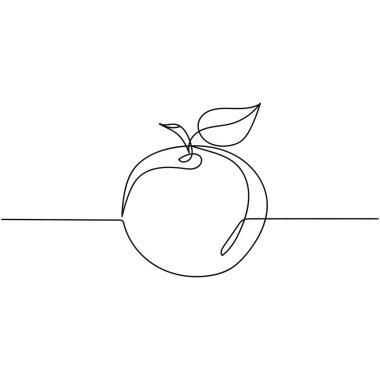 Soyut elma çiziminin sürekli bir çizgisi. Asgari düzeyde. Kartlar, parti davetiyeleri, posterler, çıkartmalar, giysiler için mükemmel. Bitki konsepti