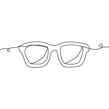 Sürekli bir göz gözlüğü çizimi optik. Asgari düzeyde. Kartlar, parti davetiyeleri, posterler, çıkartmalar, giysiler için mükemmel..