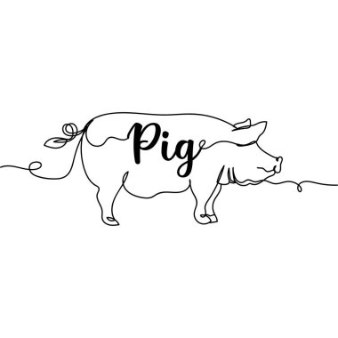 Devamlı bir sıra domuz çizimi. Asgari düzeyde. Kartlar, parti davetiyeleri, posterler, çıkartmalar, giysiler için mükemmel. Hayvan konsepti