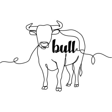Boğa çizmeye devam et. Asgari düzeyde. Kartlar, parti davetiyeleri, posterler, çıkartmalar, giysiler için mükemmel. Hayvan konsepti