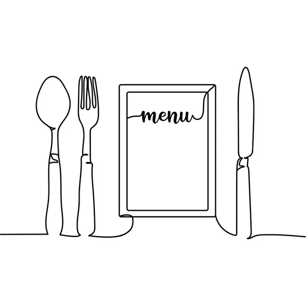 Kontinuierliche Eine Reihe Von Restaurant Menüs Silhouette Minimaler Stil Perfekt — Stockvektor