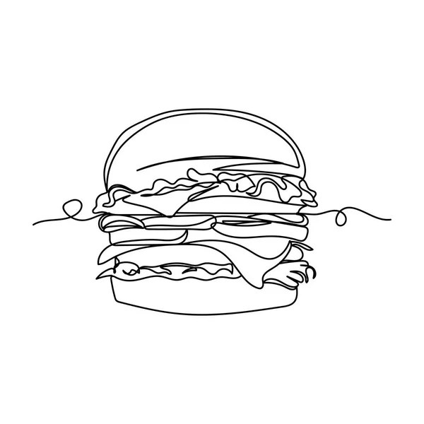 Una Línea Continua Hamburguesa Silueta Estilo Mínimo Perfecto Para Tarjetas — Archivo Imágenes Vectoriales