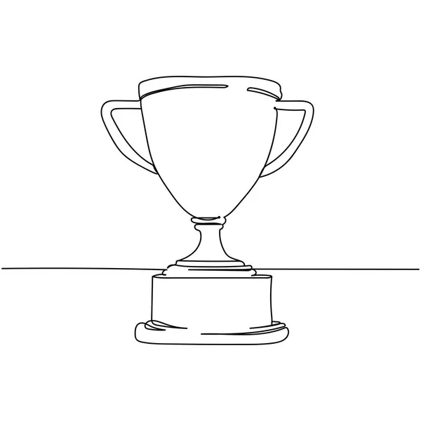 Continuo Una Línea Copa Trofeo Primer Lugar Silueta Estilo Mínimo — Vector de stock