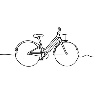 Siluette sürekli bir sıra bisiklet. Asgari düzeyde. Kartlar, parti davetiyeleri, posterler, çıkartmalar, giysiler için mükemmel. Siyah soyut simge. Ulaşım kavramı.