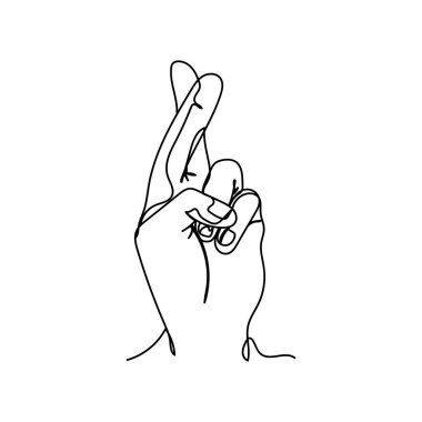 Kesintisiz bir çizgi halinde şans dileyerek siluette. Asgari düzeyde. Kartlar, parti davetiyeleri, posterler, çıkartmalar, giysiler için mükemmel. Siyah soyut simge