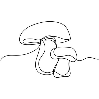 Siluette sürekli bir sıra yenilebilir mantar. Asgari düzeyde. Kartlar, parti davetiyeleri, posterler, çıkartmalar, giysiler için mükemmel. Siyah soyut simge