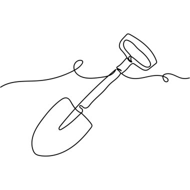 Sürekli bir sıra bahçe küreği silueti. Asgari düzeyde. Kartlar, parti davetiyeleri, posterler, çıkartmalar, giysiler için mükemmel. Siyah soyut simge. Araç konsepti.