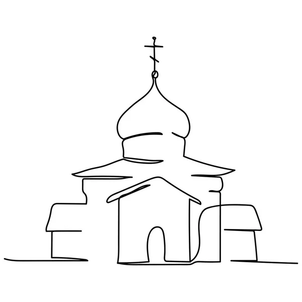 Continu Une Ligne Église Orthodoxe Silhouette Style Minimal Parfait Pour — Image vectorielle
