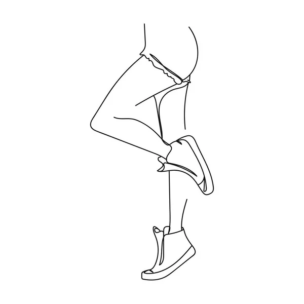 Surreal Durchgehende Linie Weiblicher Schlanker Beine Den Sneakers Silhouette Minimaler — Stockvektor