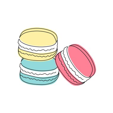 Siluette bir sıra tatlı badem kurabiyesi. Asgari düzeyde. Kartlar, parti davetiyeleri, posterler, çıkartmalar, giysiler için mükemmel. Siyah soyut simge. Tatlı yemek konsepti