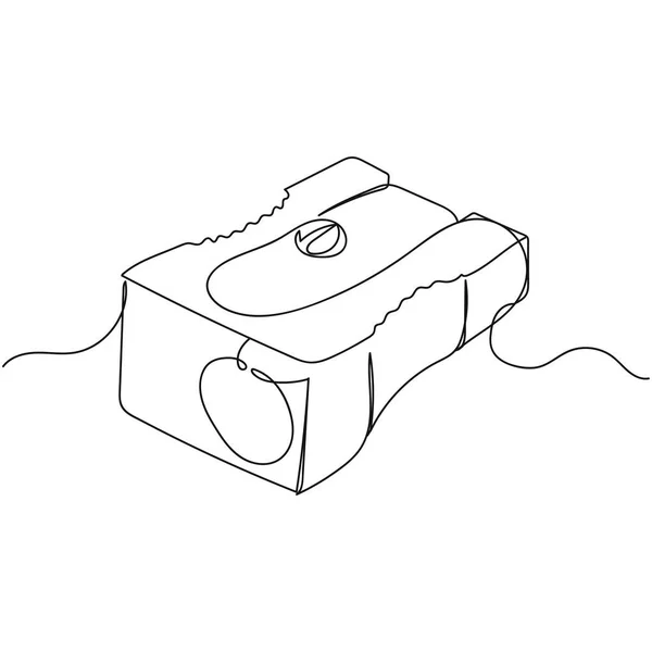 Непрерывная Одна Линия Точилки Карандаша Силуэте Минимальный Стиль Перфект Открыток — стоковый вектор