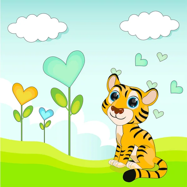 Crianças Fundo Vetor Bonito Tigre Dos Desenhos Animados Perfeito Para — Vetor de Stock