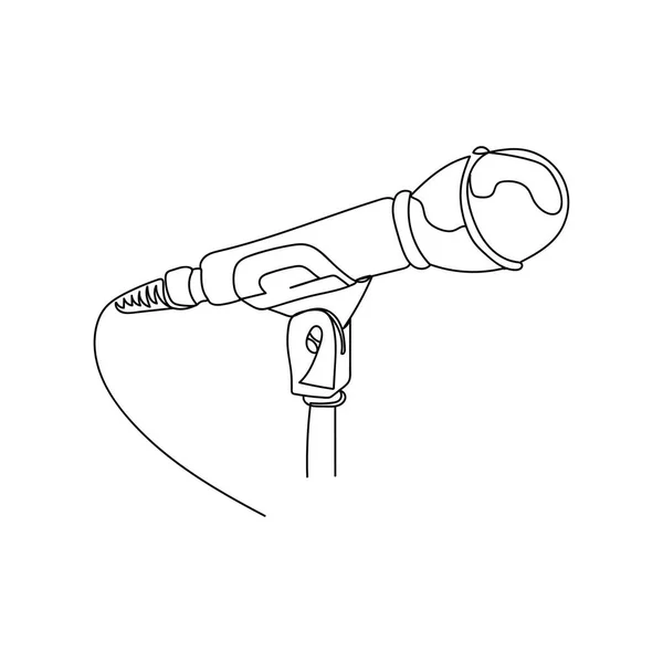 Continuelle Une Ligne Microphone Silhouette Style Minimal Parfait Pour Les — Image vectorielle