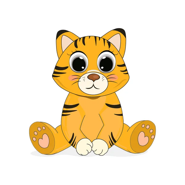 Симпатичный Мультяшный Тигр Символ 2022 Года Векторная Иллюстрация Перфект Открыток — стоковый вектор