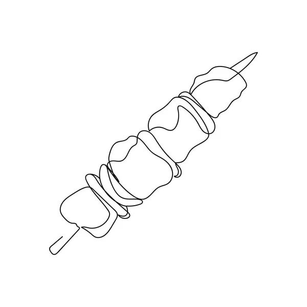Kontinuierlich Eine Reihe Schaschlik Fleisch Silhouette Minimaler Stil Perfekt Für — Stockvektor