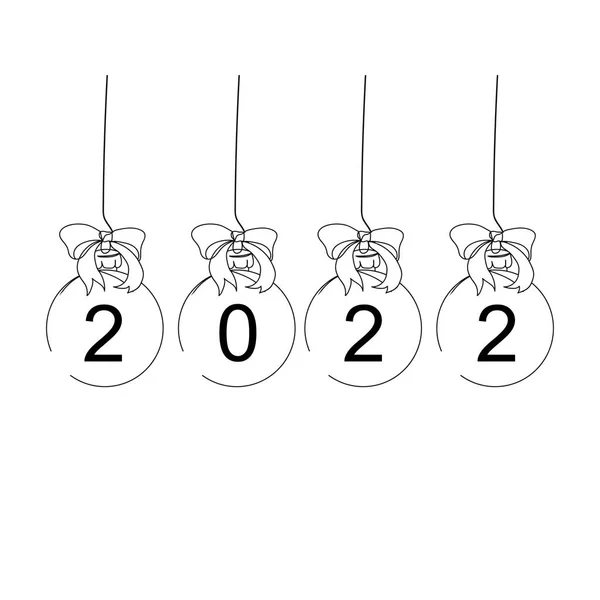 Безперервна Одна Лінія Нового 2022 Року Скляній Кулі Силуеті Мінімальний — стоковий вектор