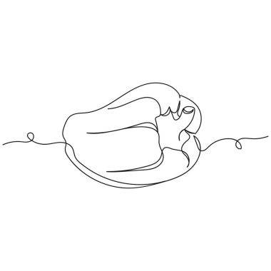 Silüet olarak sürekli bir çizgi biber. Asgari düzeyde. Kartlar, parti davetiyeleri, posterler, çıkartmalar, giysiler için mükemmel. Sebze konsepti