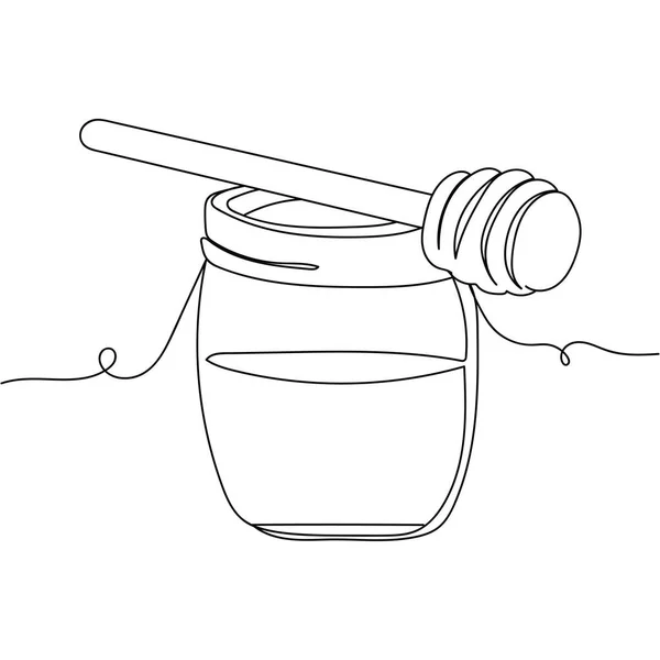 シルエットに蜂蜜瓶の連続1行 線形様式化 ミニマルスタイル — ストックベクタ