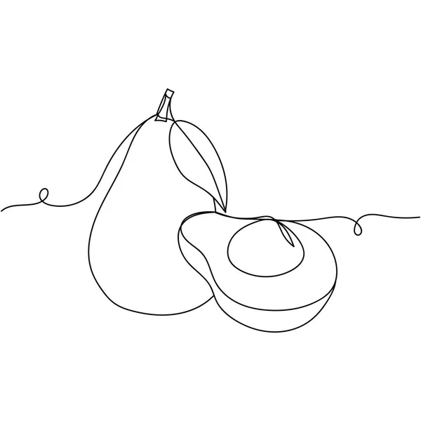 Continuo Una Línea Fruta Aguacate Silueta Linear Estilizado Estilo Mínimo — Vector de stock