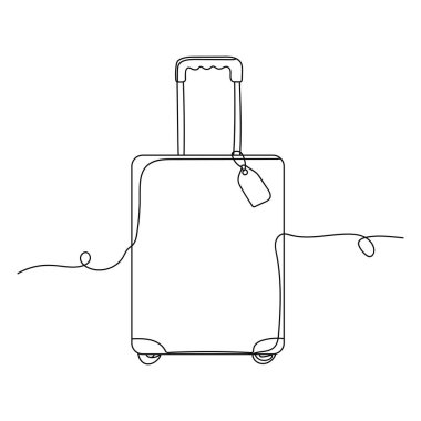 Silüet içinde sürekli seyahat eden bir Chemodan. Doğrusal biçimlendirilmiş. Asgari biçim.